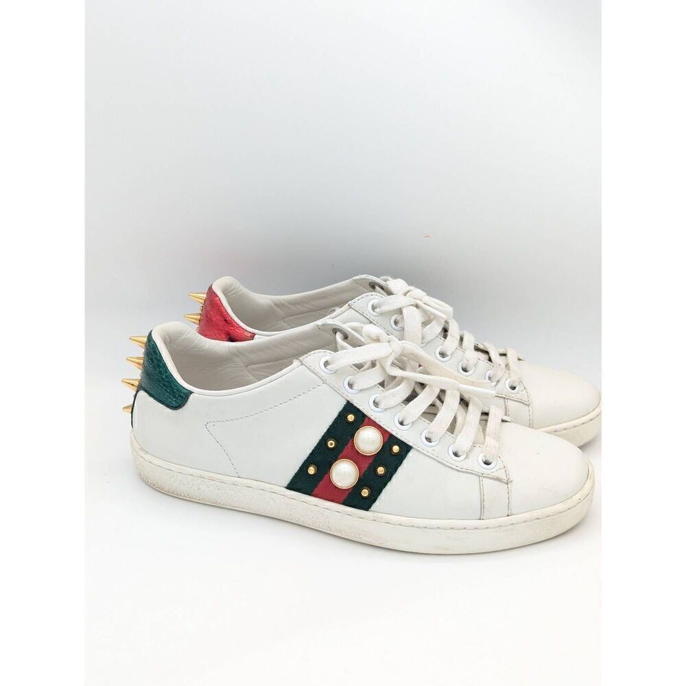 Gucci ace pearl studded white leather snekers size EU 35